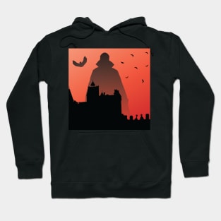 Dracula Shadow Over Castle And Graveyard Hoodie